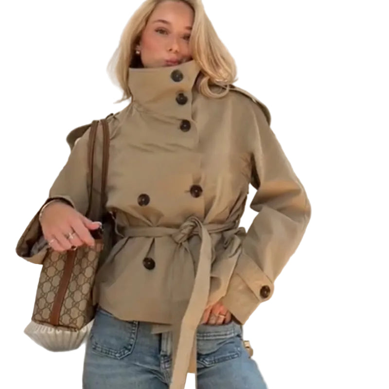 Trench estructurado para mujer con bolsillos prácticos