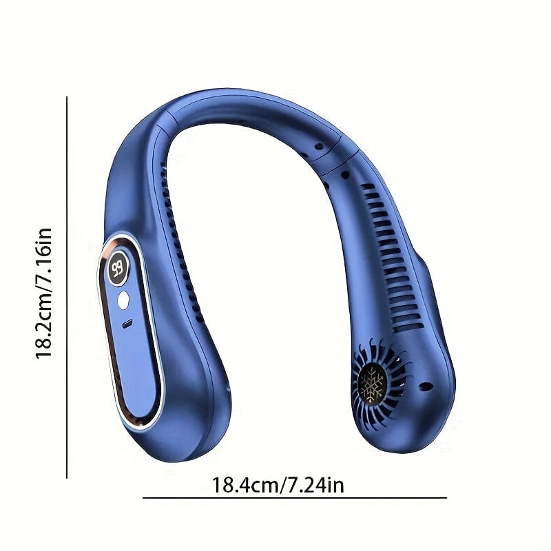 Ventilador de cuello portátil sin aspas con carga USB, 5 velocidades y pantalla digital – Enfriador potente con diseño sin hélice para exteriores