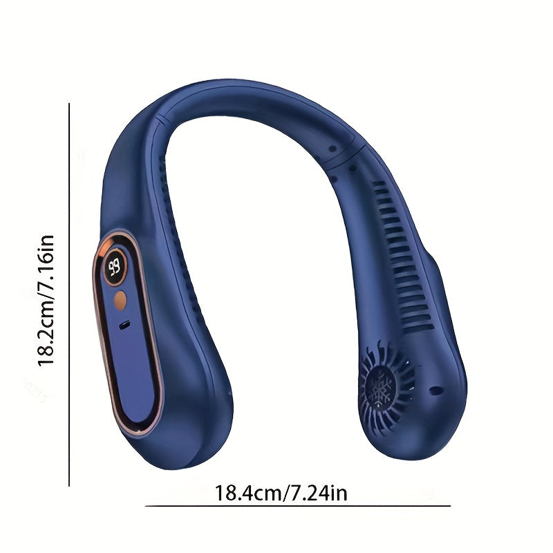 Ventilador de cuello sin aspas recargable por USB con 5 velocidades y pantalla digital