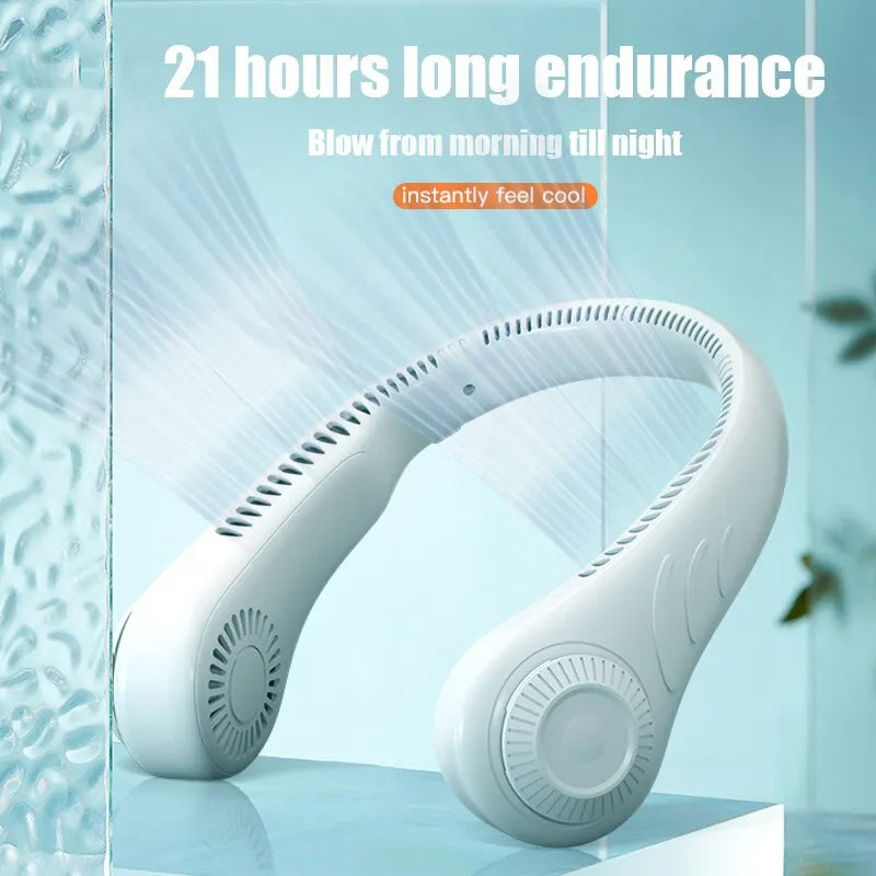 Ventilador portátil de cuello con flujo de aire envolvente de 360°