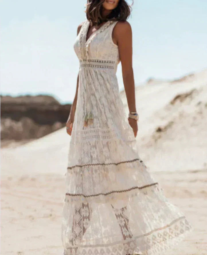 Vestido bohemio con escote en V elegante y de ensueño
