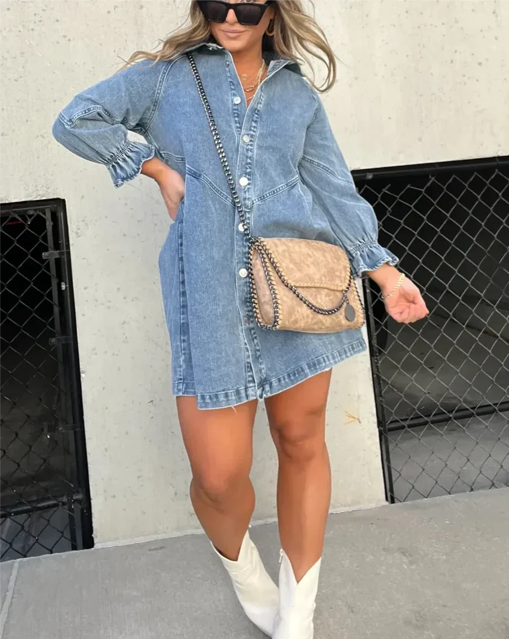 Vestido camisero corto para mujer con botones