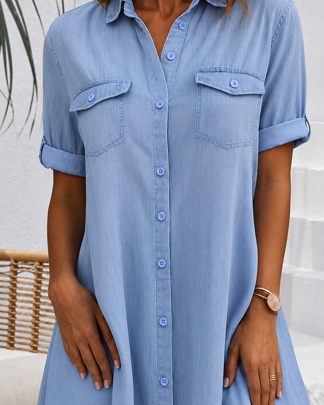 Vestido camisero para mujer con cierre de botones