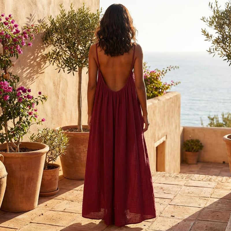Vestido de estar por casa transpirable de tirantes finos