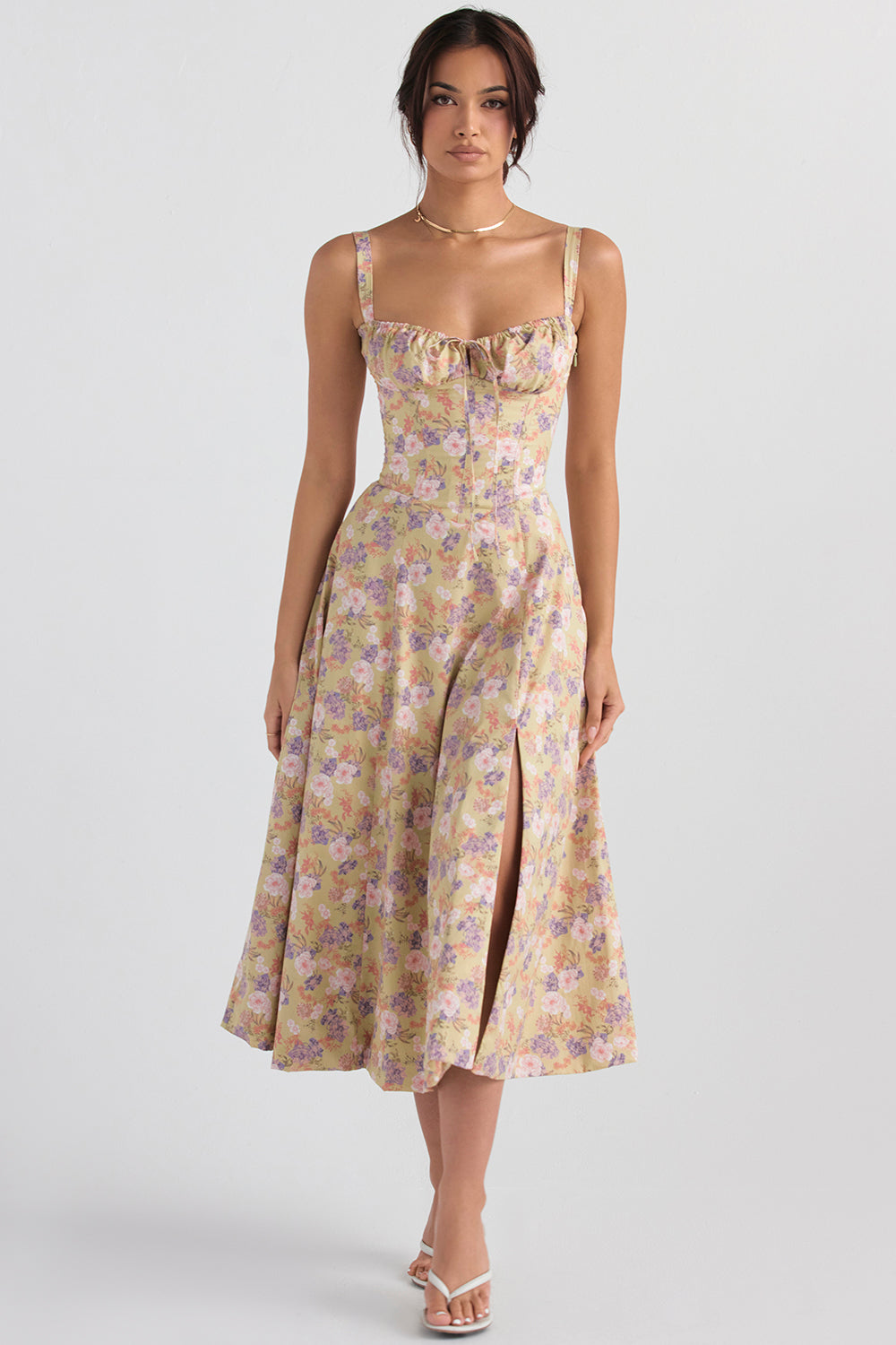 Vestido corsé para mujer – Estampado primaveral moderno, corte entallado y estilo femenino