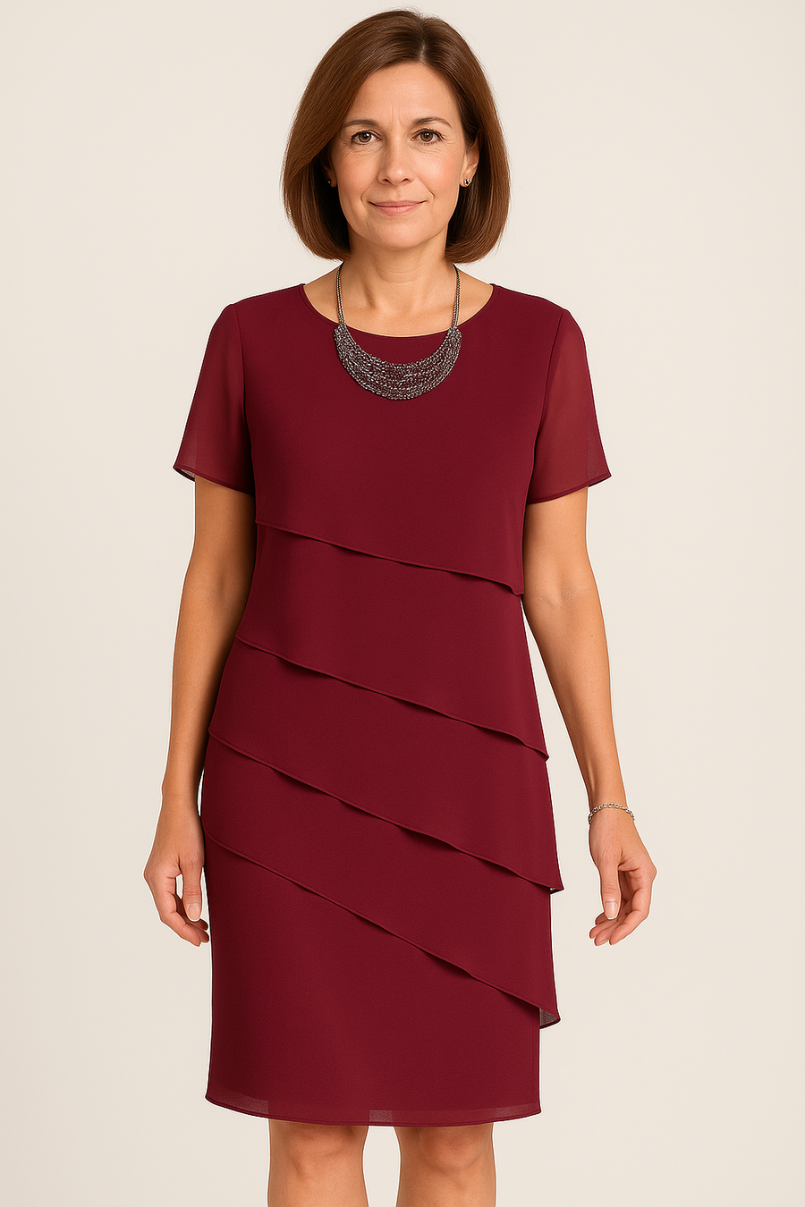 Vestido de fiesta de verano para mujer de corte recto con efecto superpuesto