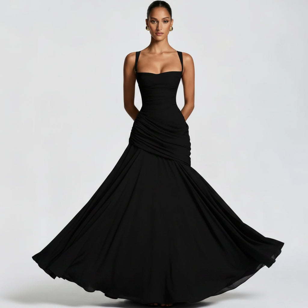 Vestido elegante liso ceñido para mujer