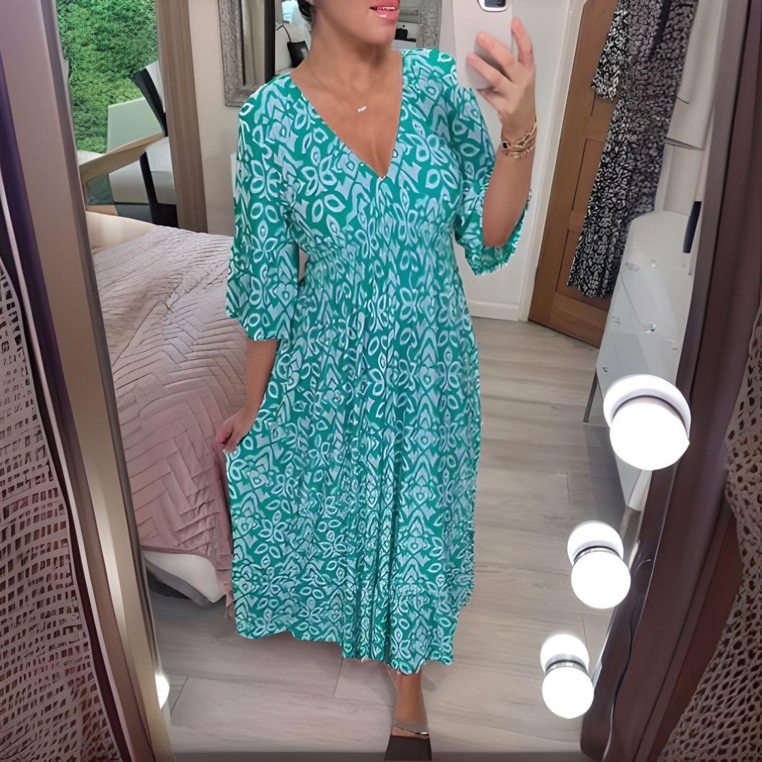 Vestido holgado con estampado boho