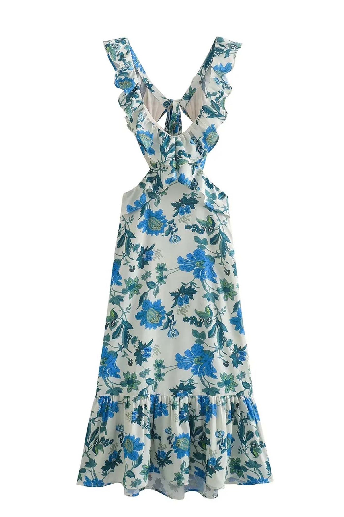 Vestido largo de flores sin mangas para mujer