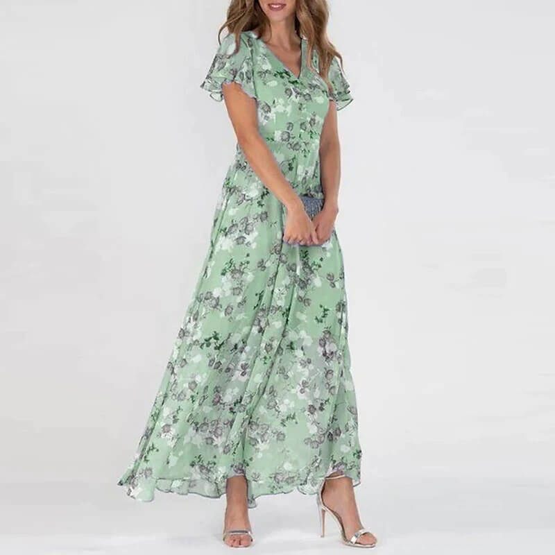 Vestido largo de verano con estampado floral y ajuste favorecedor