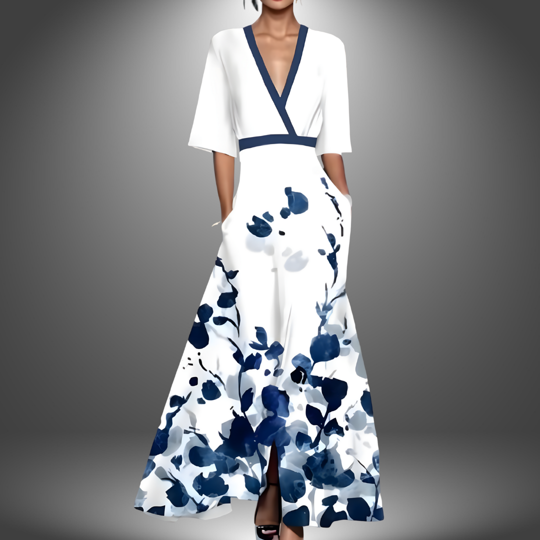 Vestido maxi cruzado con estampado floral para mujer