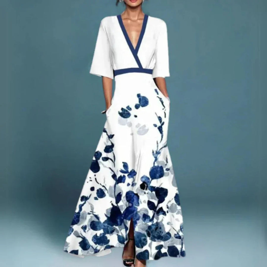 Vestido maxi cruzado con estampado floral para mujer