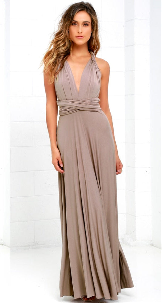 Vestido maxi cruzado sin mangas con cuello halter para mujer