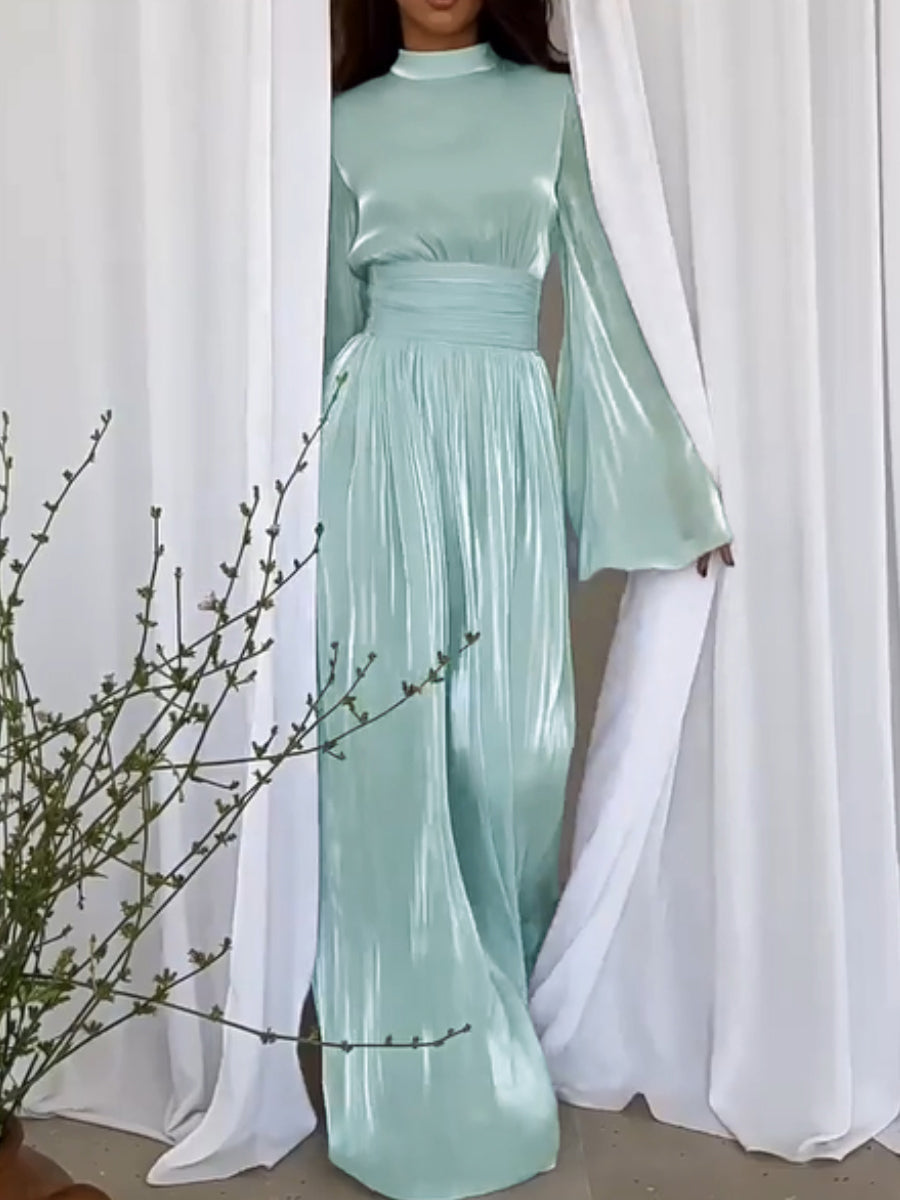 Vestido maxi elegante con cuello alto para mujer