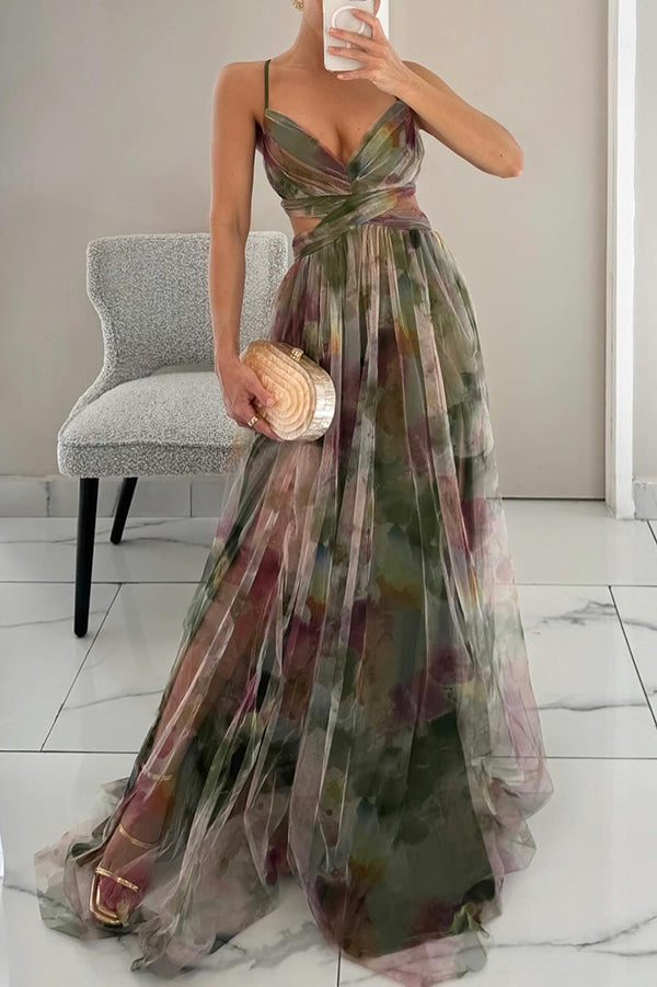 Vestido maxi floral de corte A para mujer