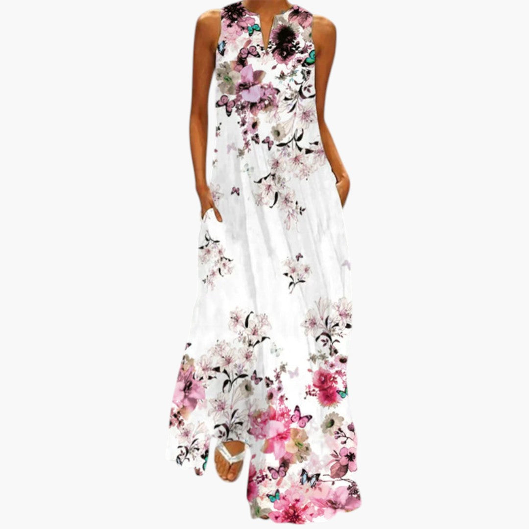 Vestido Maxi para Mujer con Escote Abierto y Cintura Evasé