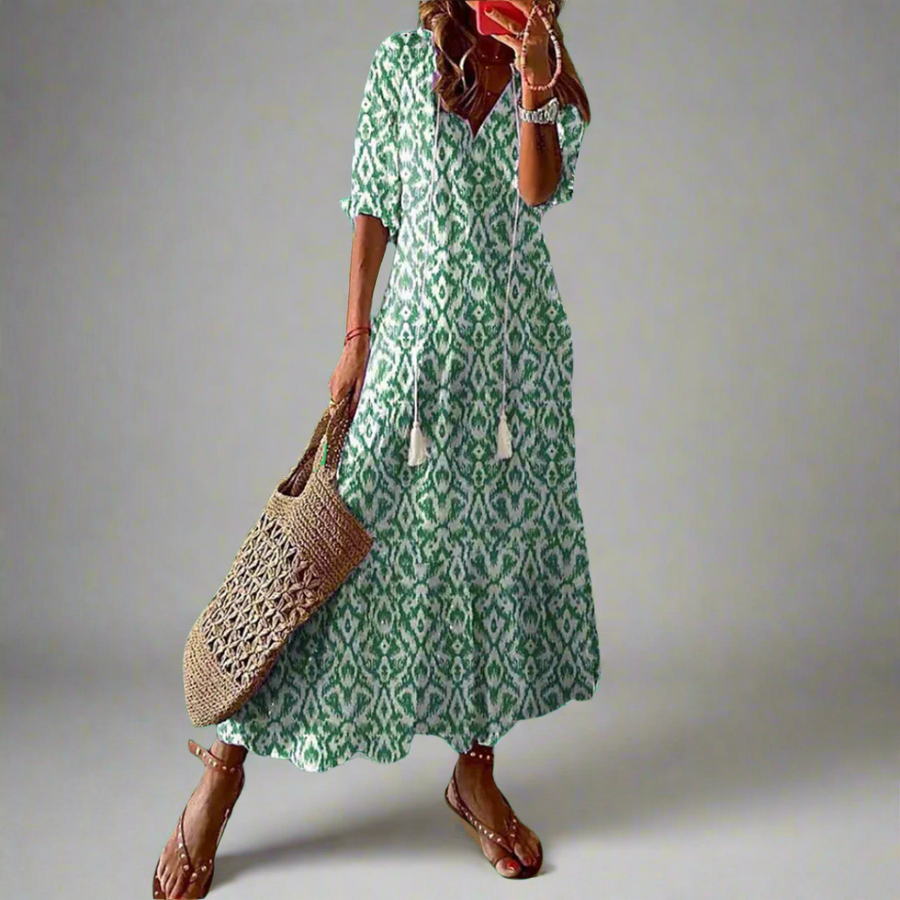 Vestido maxi para mujer de corte en A con estampado floral