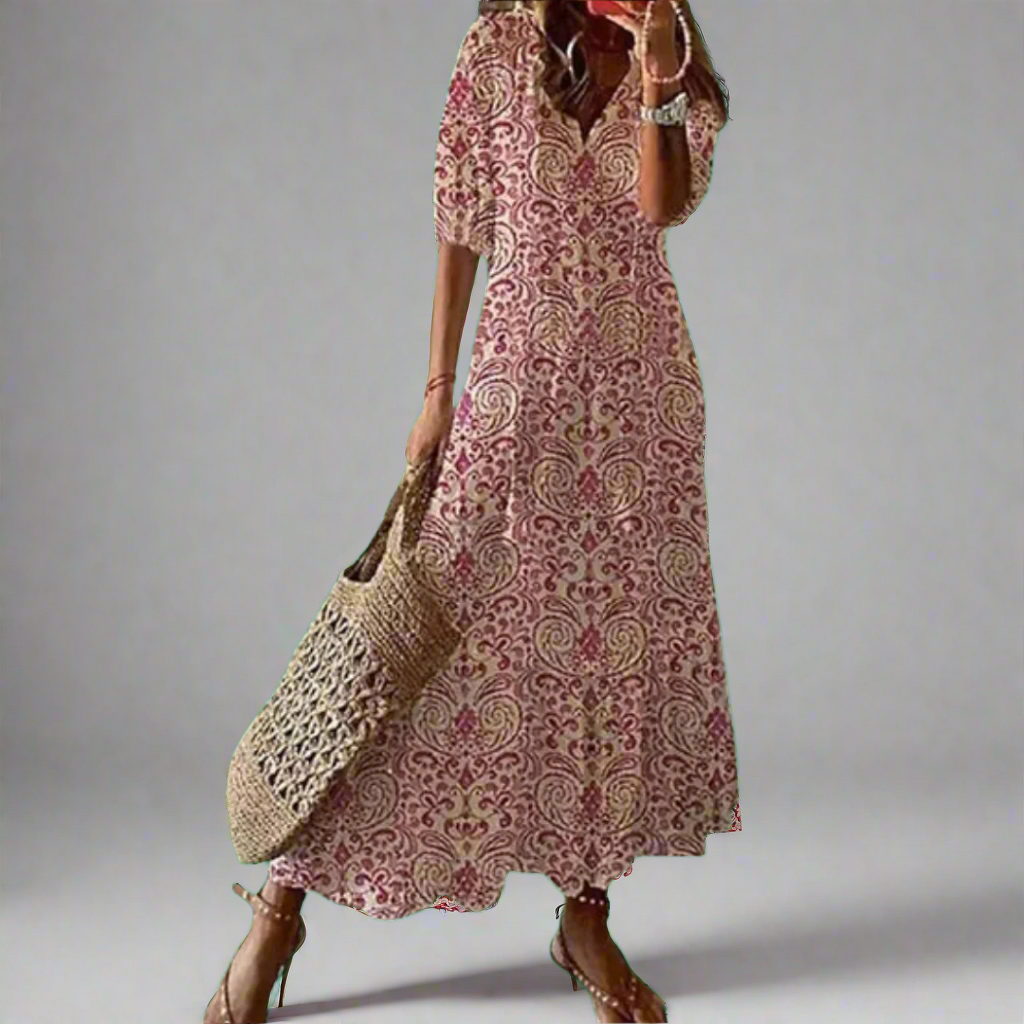 Vestido maxi para mujer de corte en A con estampado floral