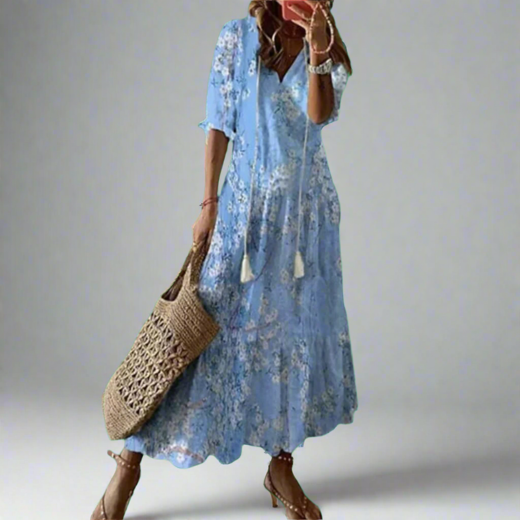 Vestido maxi para mujer de corte en A con estampado floral