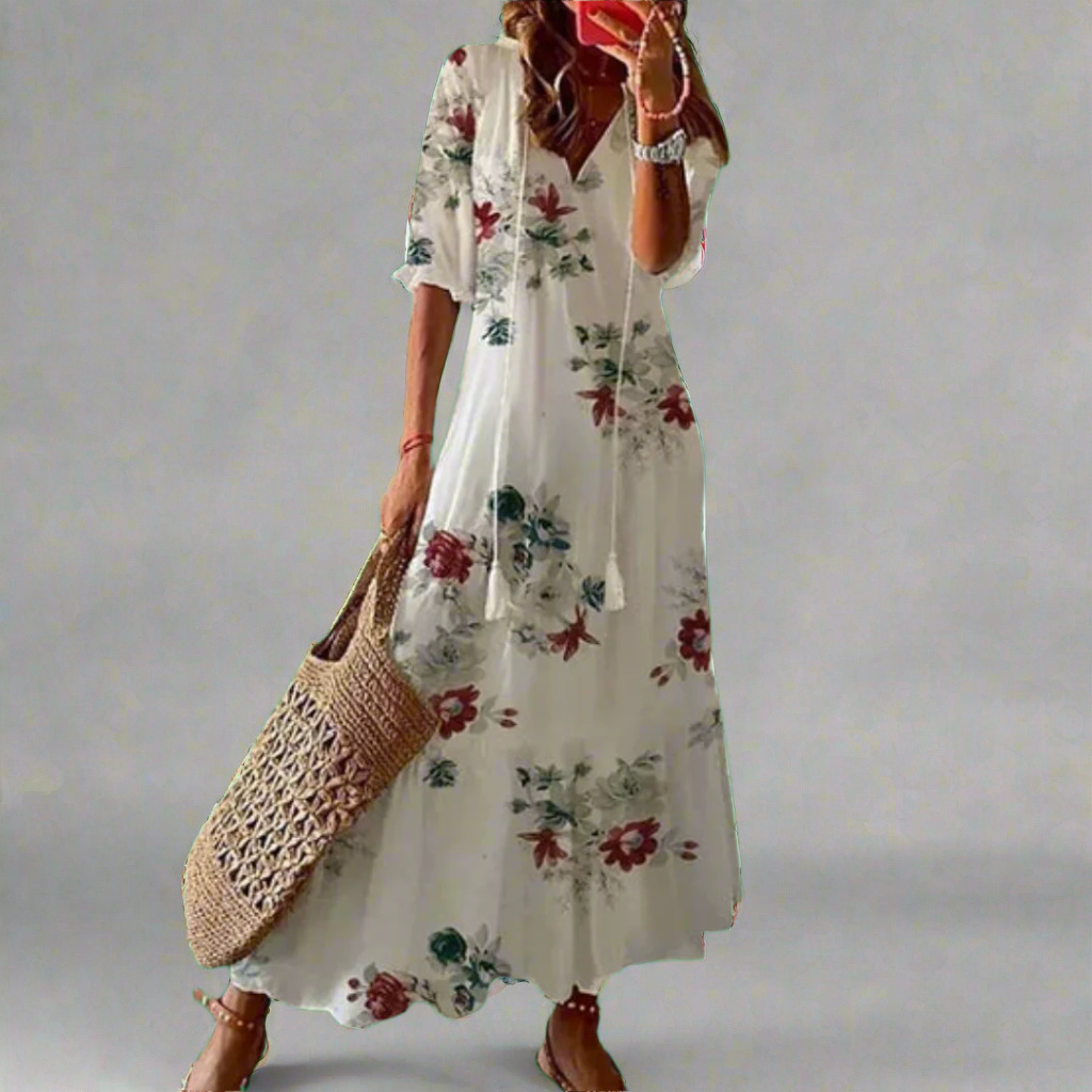 Vestido maxi para mujer de corte en A con estampado floral
