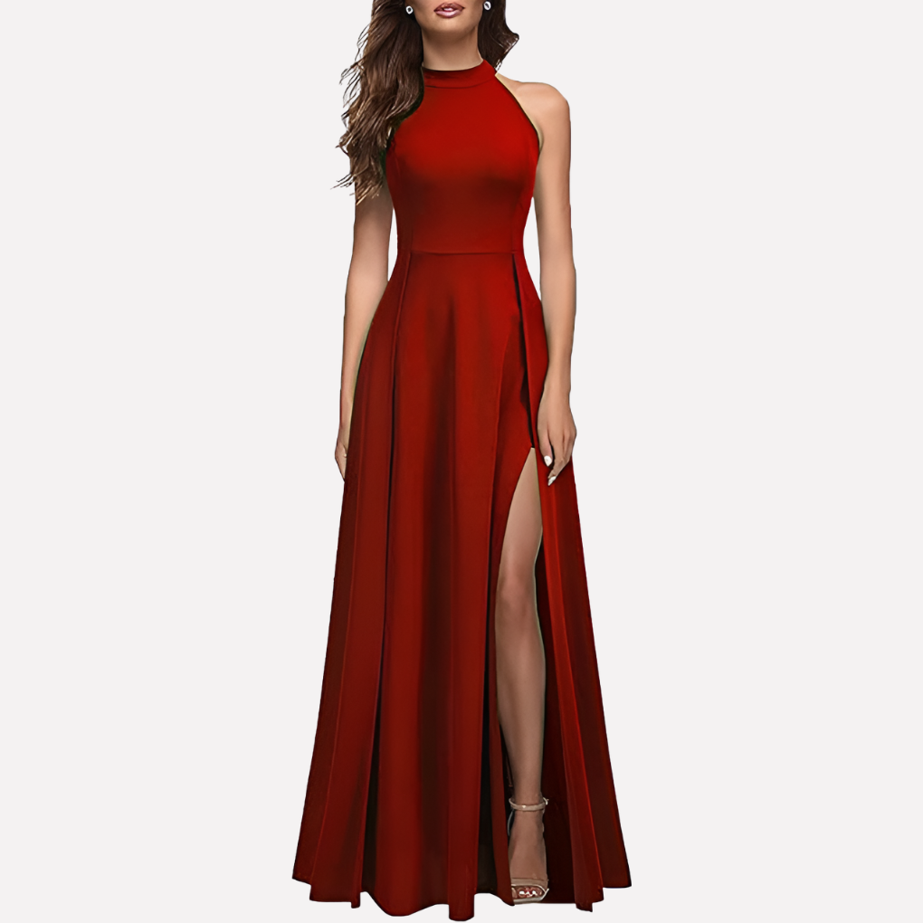 Vestido maxi sin mangas para mujer en corte evasé