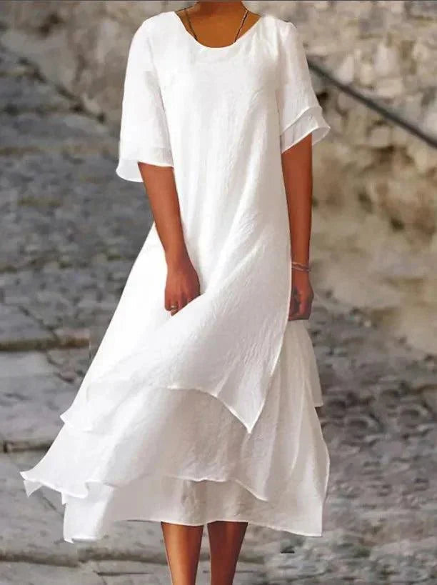 Vestido midi acampanado a capas para mujer