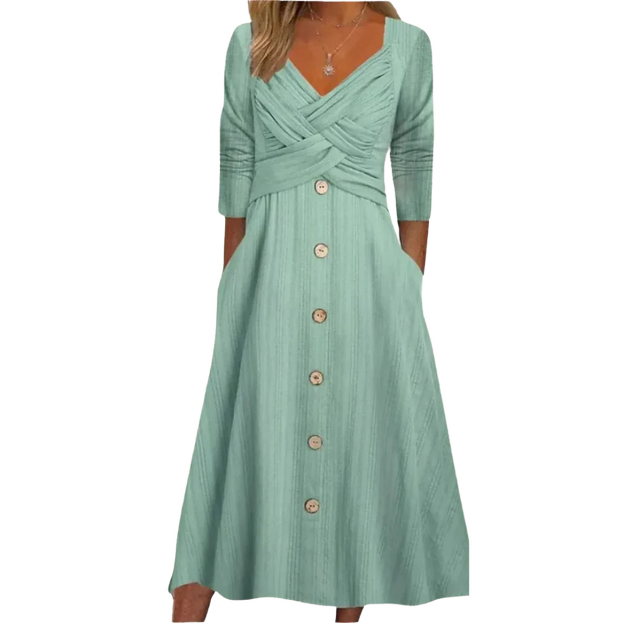 Vestido Midi Elegante con Cobertura en Cintura