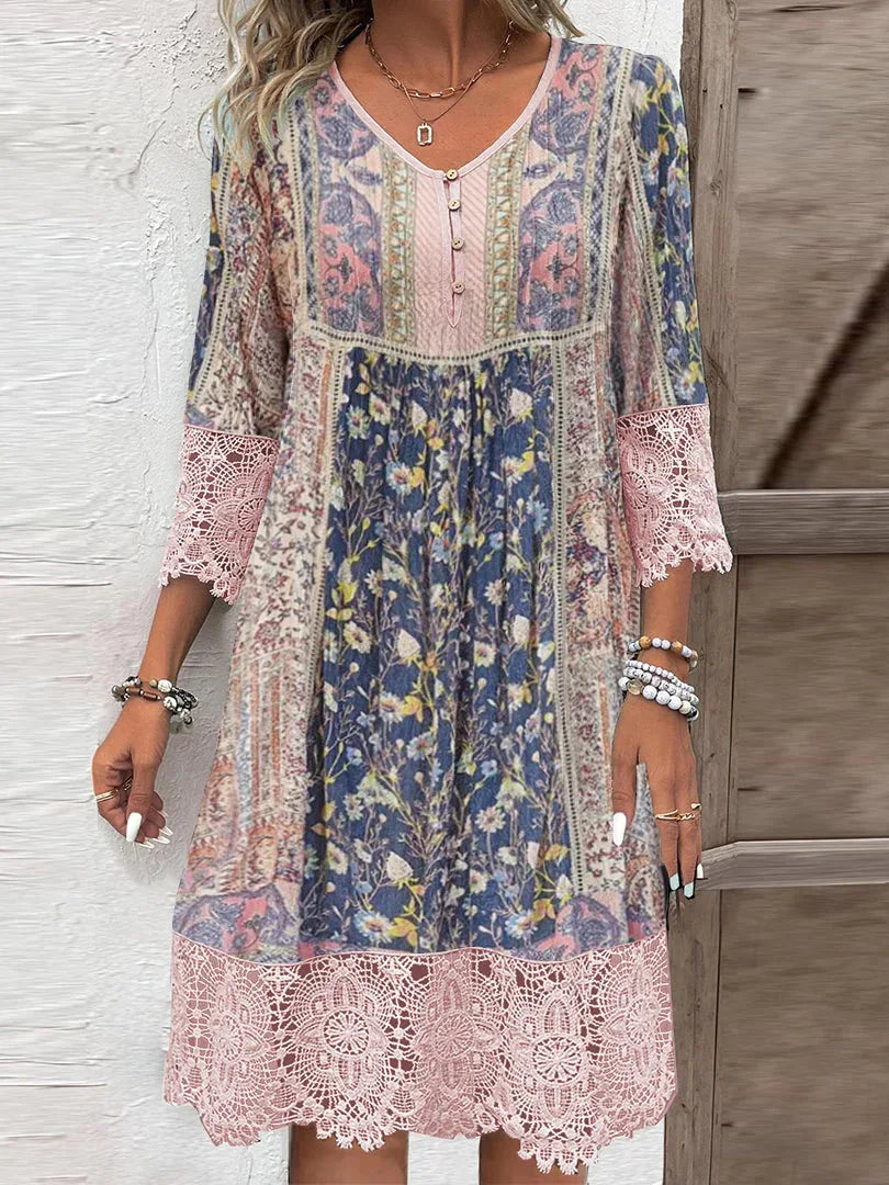 Vestido midi para mujer con cuello en V
