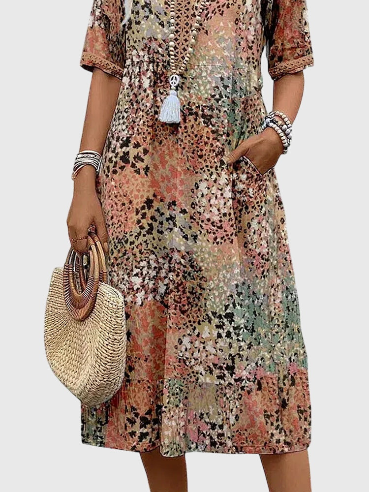 Vestido midi para mujer en corte A con escote en V
