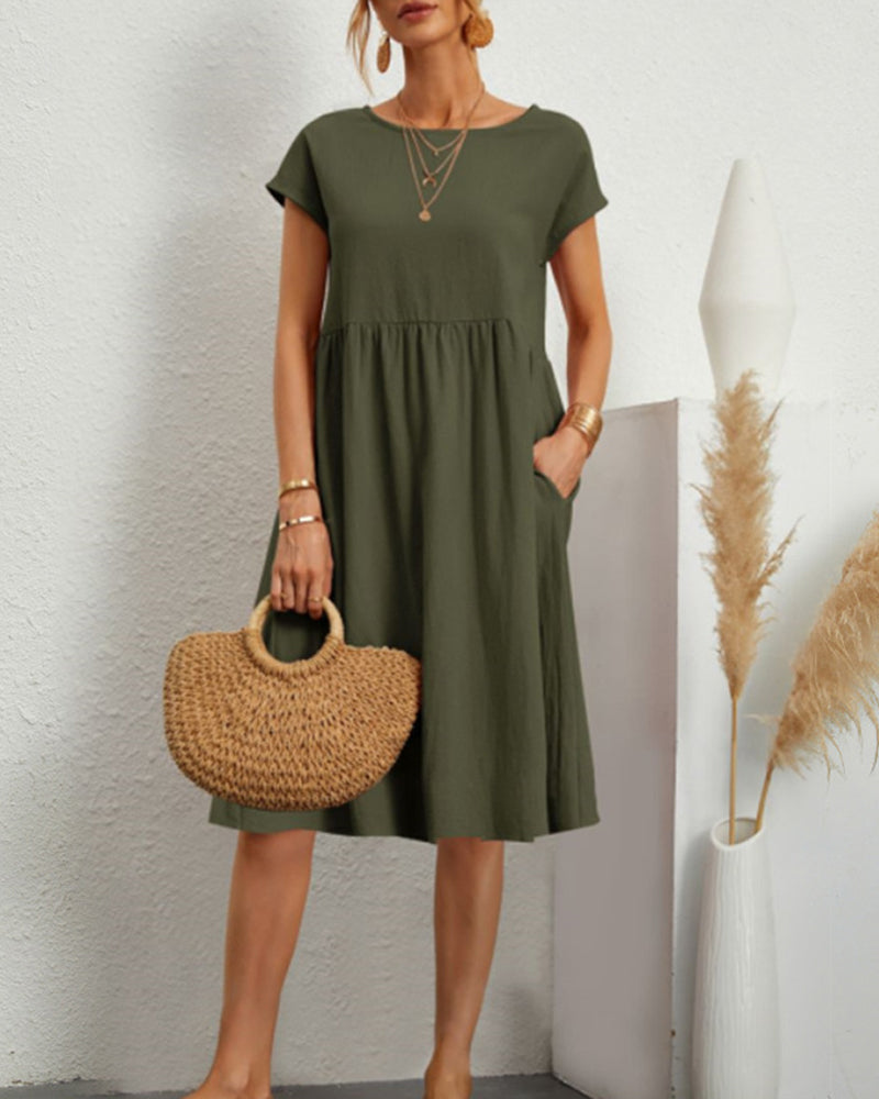 Vestido Suelto con Cuello Redondo