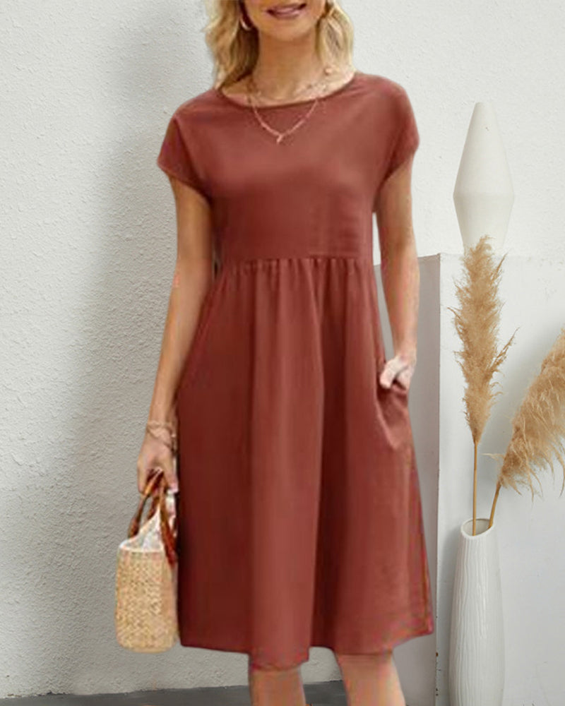 Vestido Suelto con Cuello Redondo