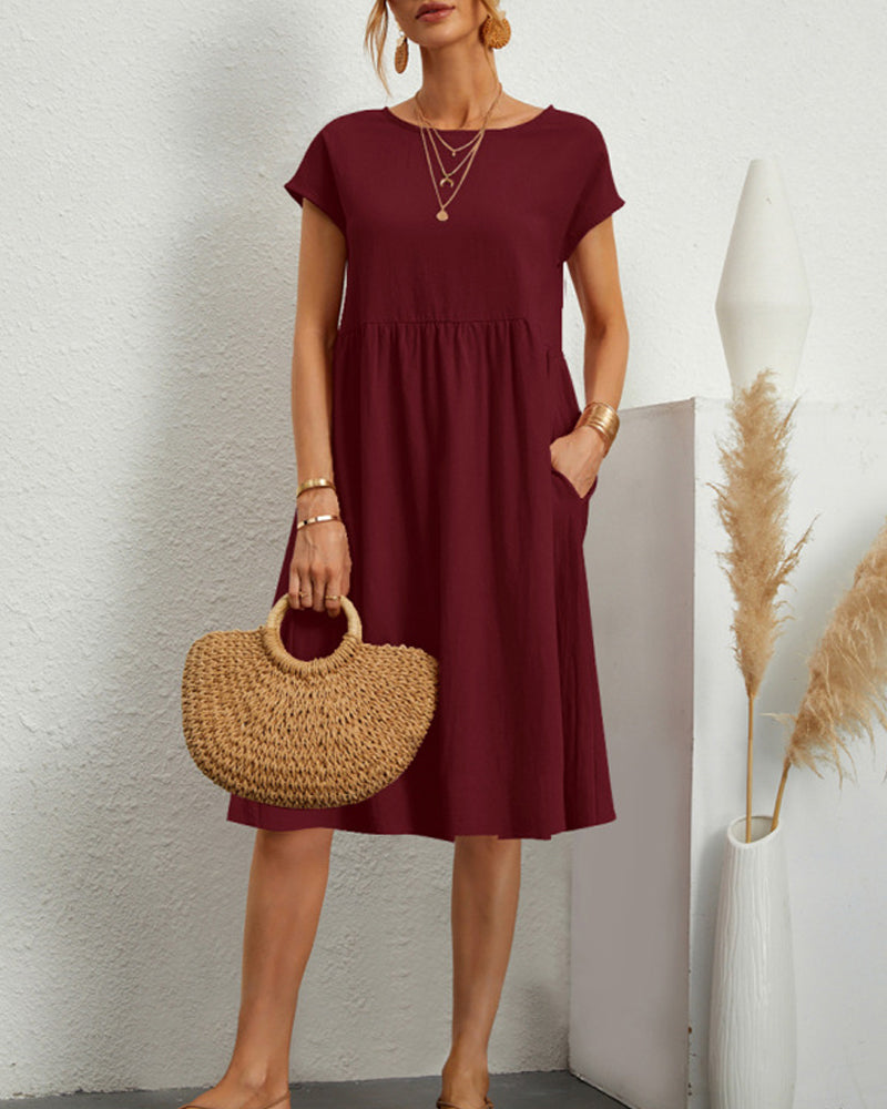 Vestido Suelto con Cuello Redondo