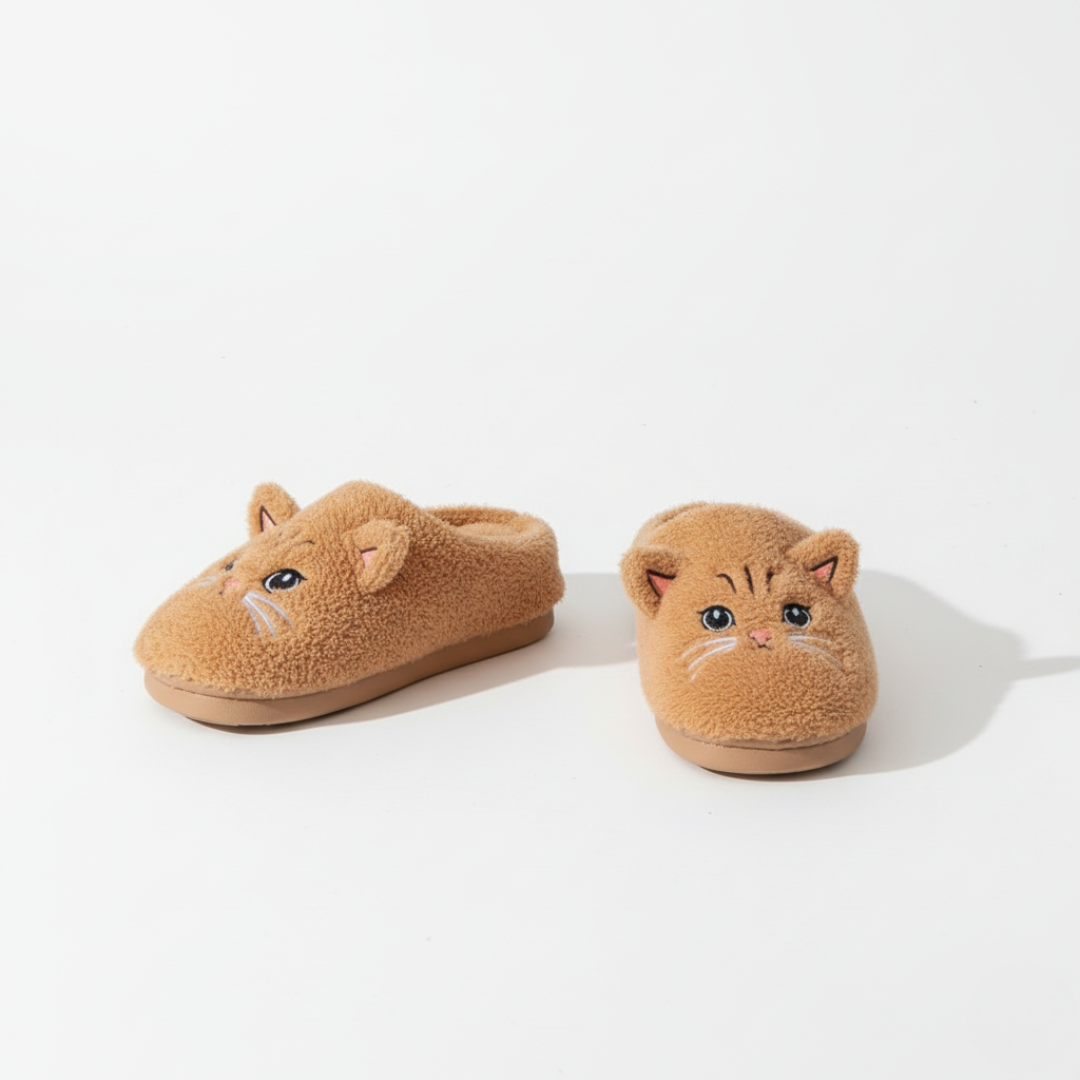 Zapatillas de casa acogedoras con diseño de bigotes