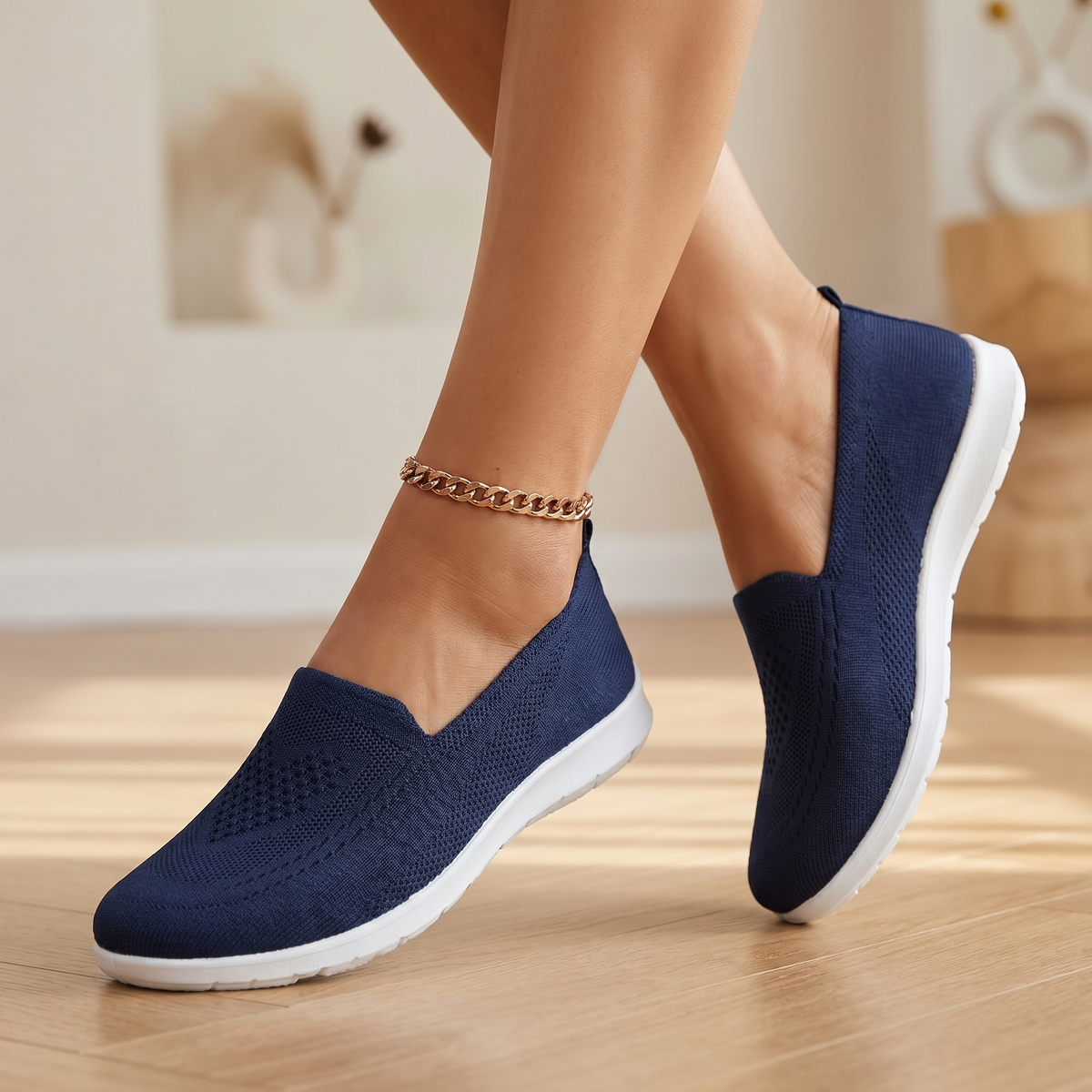 Zapatillas Deporte Slip-On de Punto para Mujer | Calzado de Paseo Transpirable con Amortiguación