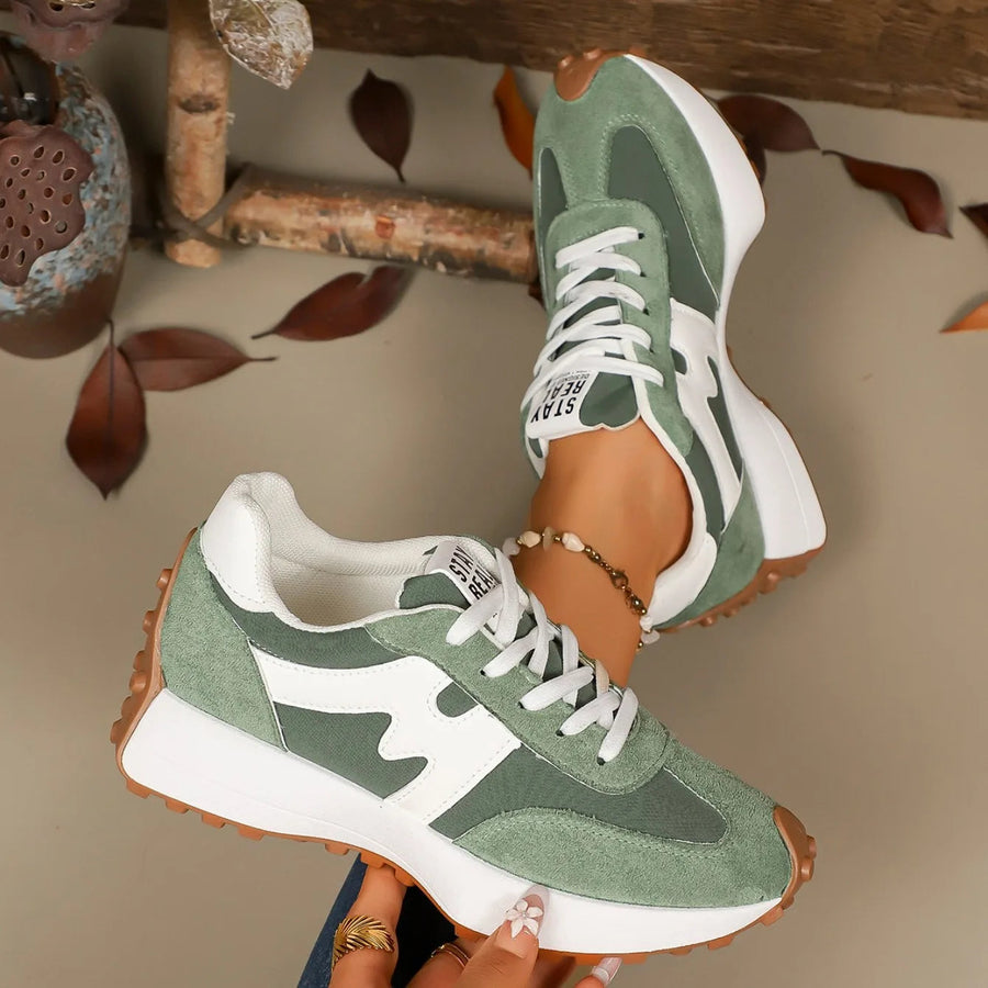 Zapatillas deportivas con plataforma a rayas para mujer