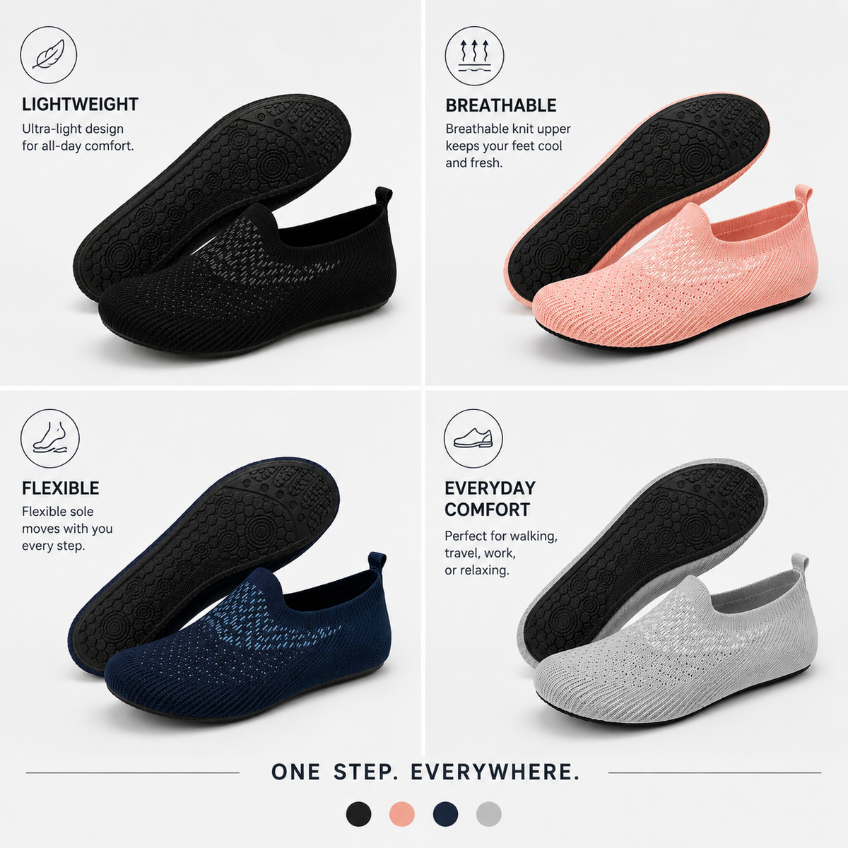 Zapatillas deportivas slip-on estilo barefoot para caminar