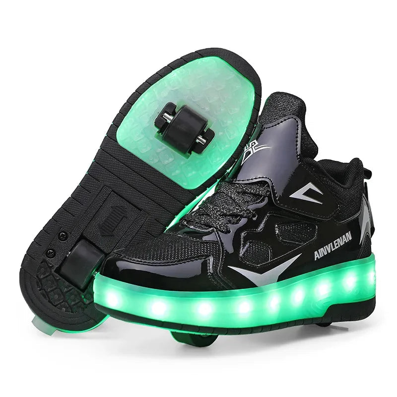 Zapatillas Infantiles con Luces LED y Ruedas – Cierre Fácil de Velcro para Juego Activo