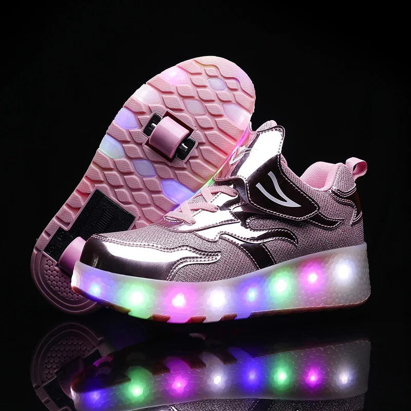 Zapatillas Infantiles con Luces LED y Ruedas – Cierre Fácil de Velcro para Juego Activo