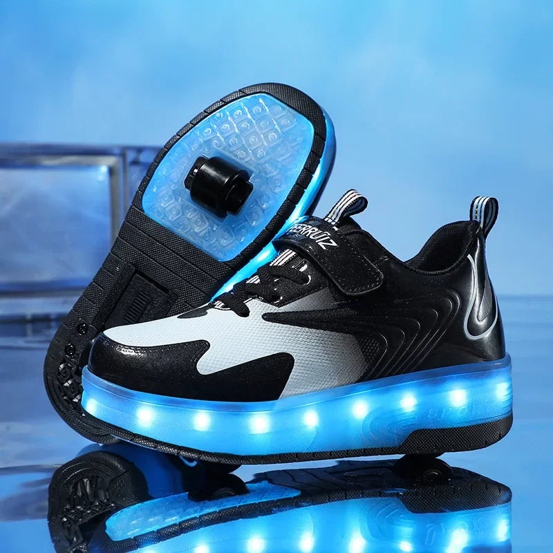 Zapatillas Infantiles con Luces LED y Ruedas – Cierre Fácil de Velcro para Juego Activo