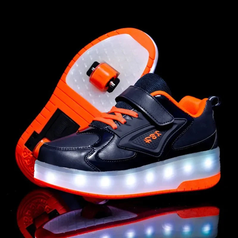 Zapatillas infantiles con ruedas y luces LED