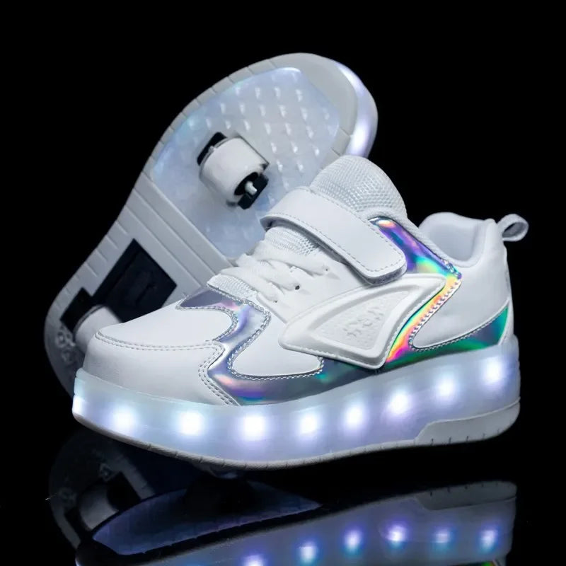 Zapatillas infantiles con ruedas y luces LED