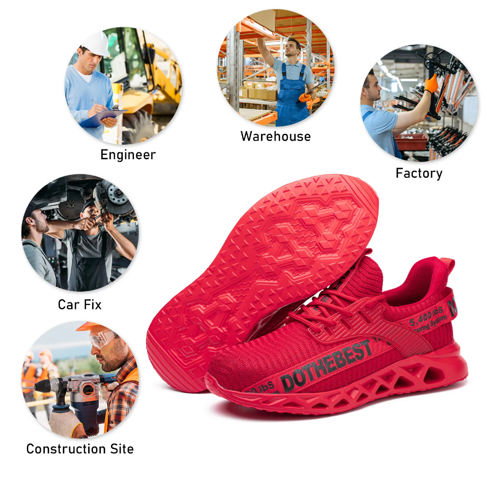Zapatos de trabajo transpirables de Flyknit con puntera de acero y suela de Kevlar