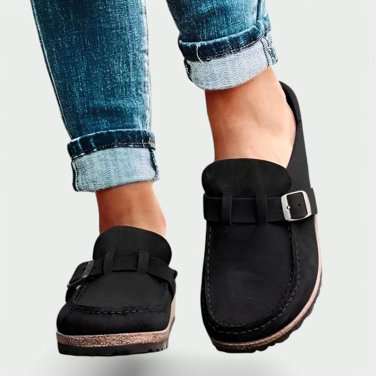 Zuecos de ante para mujer estilo retro para un uso cómodo