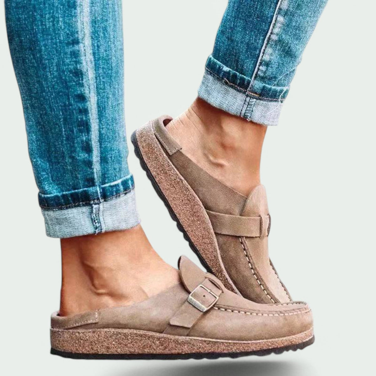 Zuecos de ante para mujer estilo retro para un uso cómodo