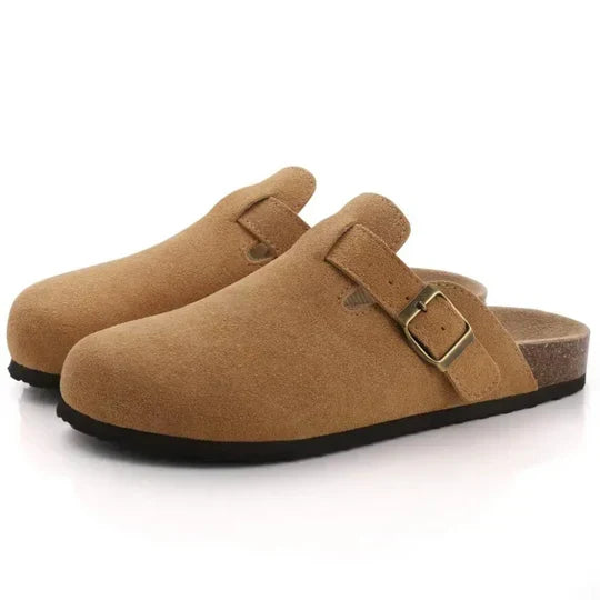 Zuecos de piel y corcho para mujer